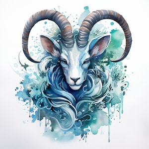 Cabra Capricórnio 42 Imagens PNG Signo de Terra Saturno Cartão Fazendo Clip Art Astrologia Junk Journaling Shabby Craft Efêmera Zodíaco Aquarela