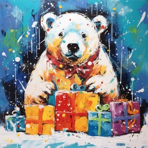 Polar Bear and Presents 10 JPG High Quality Digital Download Christmas Journal Junk Scrapbook Art Card making Ephemera Craft prints