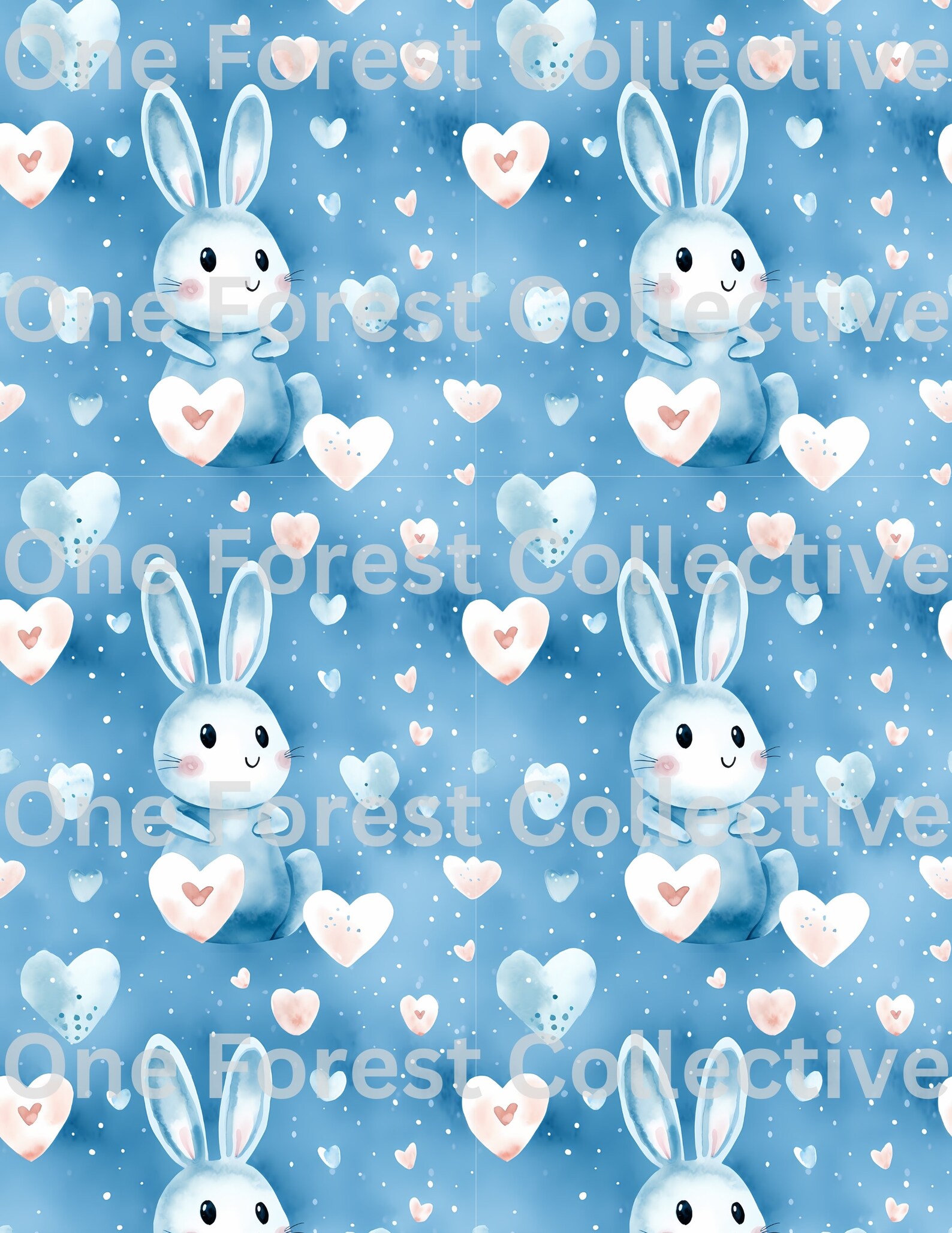 44 Rabbit and Heart Print Inspired Pattern Digital Paper Printable ...