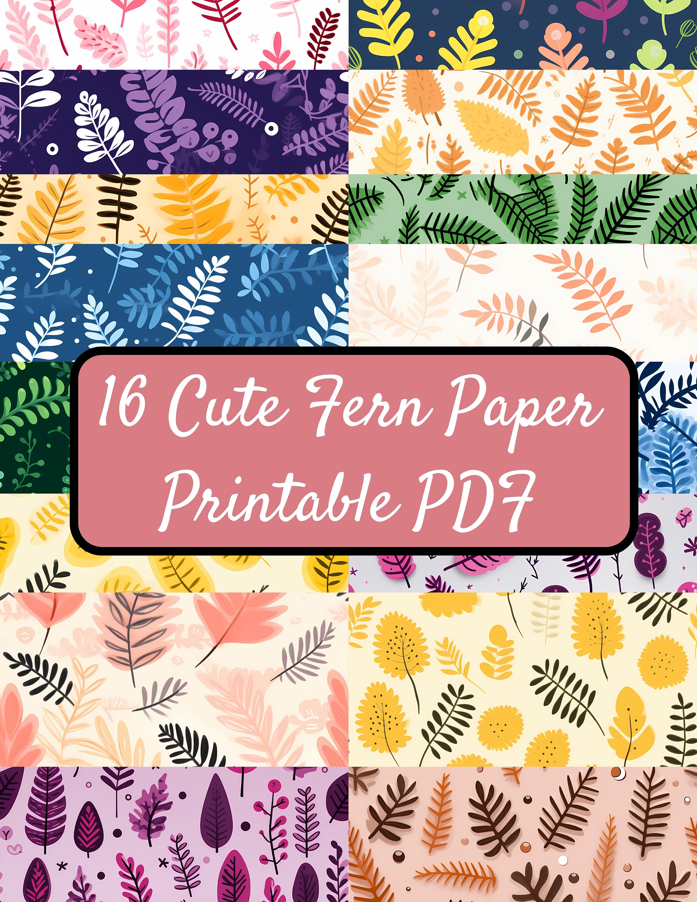Print Paper Pattern Photo 16 Kawaii Fern Printable Paper Patterns Digital Paper Images Scrapbook ...
