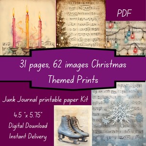 62 imagens de papel exclusivas 4,5 "x 5,75" paisagem 2 por página kit para impressão páginas Folha vintage Efêmera Papel antigo digital Natureza desgastada