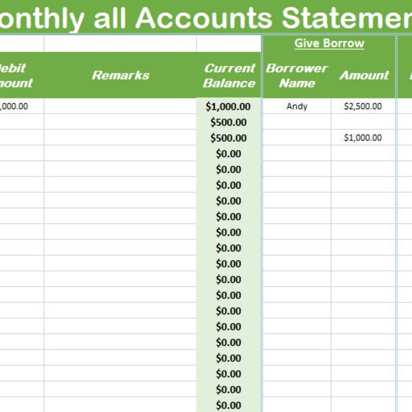 Excel Sheet Bank Accounts - Etsy