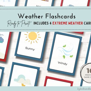 Montessori Weather Flashcards, Educational Weather Cards for Kids, Weather Vocabulary and Concepts, Preschool Learning Resource, PRINTABLE