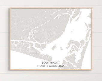 Southport North Carolina Custom Map Poster or Canvas