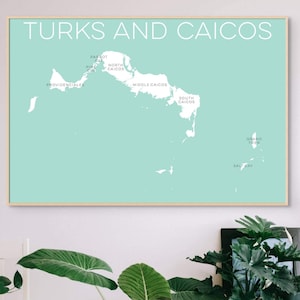 Turks and Caicos Custom Map Poster or Canvas