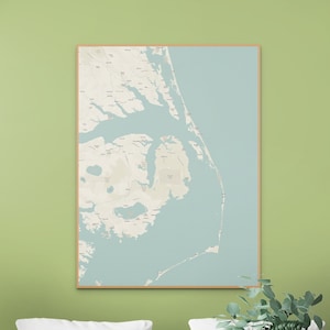 Outer Banks North Carolina Vintage Map Poster or Canvas