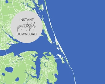 Outer Banks North Carolina Karte Sofortiger digitaler Download