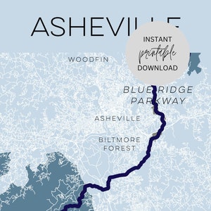 Asheville North Carolina Karte Sofortiger digitaler Download ALLE Verkäufe dieses Eintrags wurden an Hurrikanhilfebemühungen gespendet