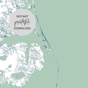 Outer Banks North Carolina Map Immediate Digital Download