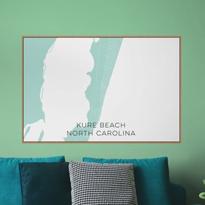 Kure Beach North Carolina Custom Map Poster or Canvas