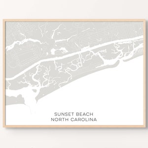Sunset Beach North Carolina Custom Map Poster or Canvas