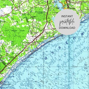 Antique Topsail Beach Surf City North Topsail Island North Carolina Mappa Download digitale immediato
