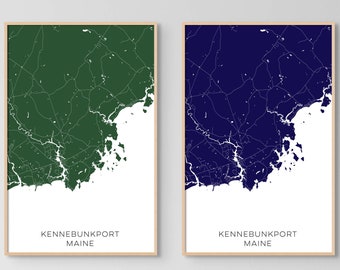 Kennebunkport Maine Custom Map Poster or Canvas