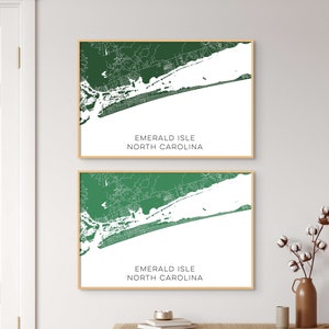 Emerald Isle North Carolina Custom Map Poster or Canvas