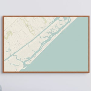 Topsail Island North Carolina Vintage Map Poster or Canvas