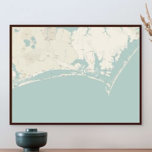 North Carolina Crystal Coast Vintage Map Poster or Canvas
