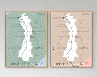 Linville Gorge North Carolina Custom Map Poster or Canvas