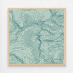Mount Whitney California Topographic Map Poster or Canvas
