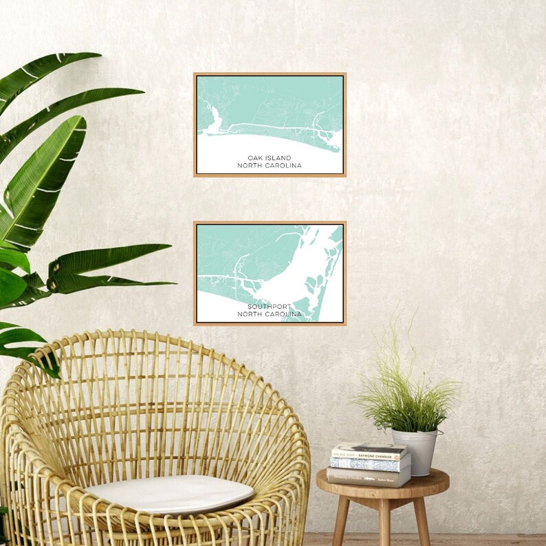 Oak Island North Carolina Custom Map Oak Island NC Etsy