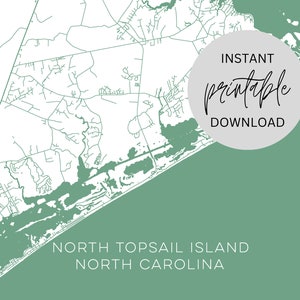 North Topsail Island North Carolina Karte Sofortiger digitaler Download