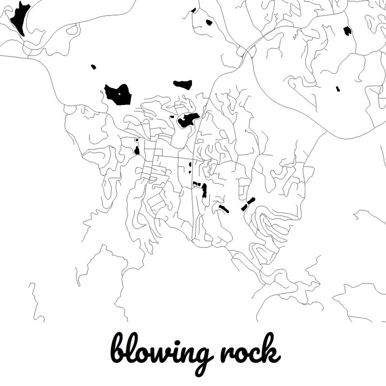 Blowing Rock North Carolina Custom Map Blowing Rock City Map Etsy
