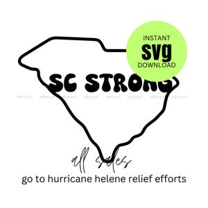 Descarga digital SVG retro de ayuda para el fuerte huracán Helene en Carolina del Sur