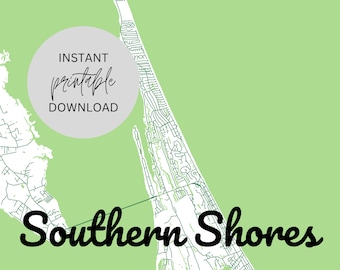 Südküste von North Carolina Karte Sofortiger digitaler Download