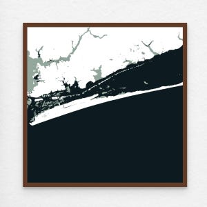 Emerald Isle North Carolina Waterways Map Poster or Canvas