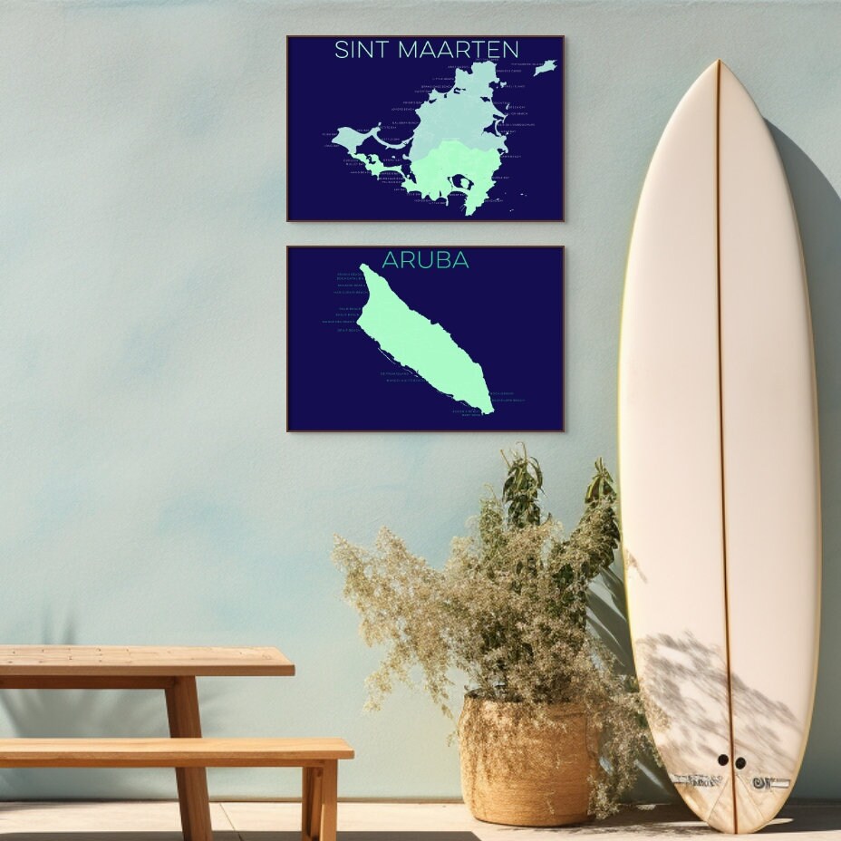 Aruba Custom Map, Canvas Map of Aruba, Aruba Beaches Map, Aruba Print, Aruba Decor, Aruba Canvas ...