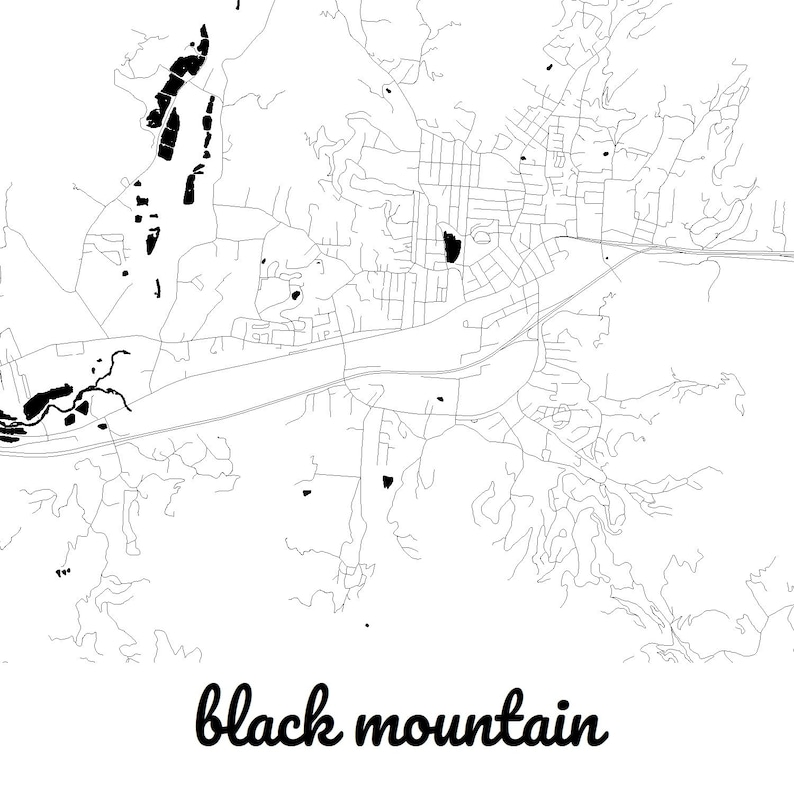 Black Mountain North Carolina Custom Map Black Mountain City Etsy