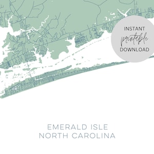 Emerald Isle North Carolina Map Immediate Digital Download