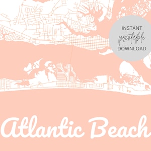 Atlantic Beach North Carolina Map Immediate Digital Download