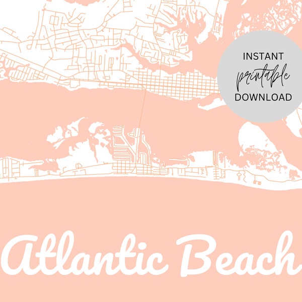 Atlantic Beach North Carolina Map Immediate Digital Download, Atlantic Beach NC Map Download, Atlantic Beach NC Download, Mulberry Maps