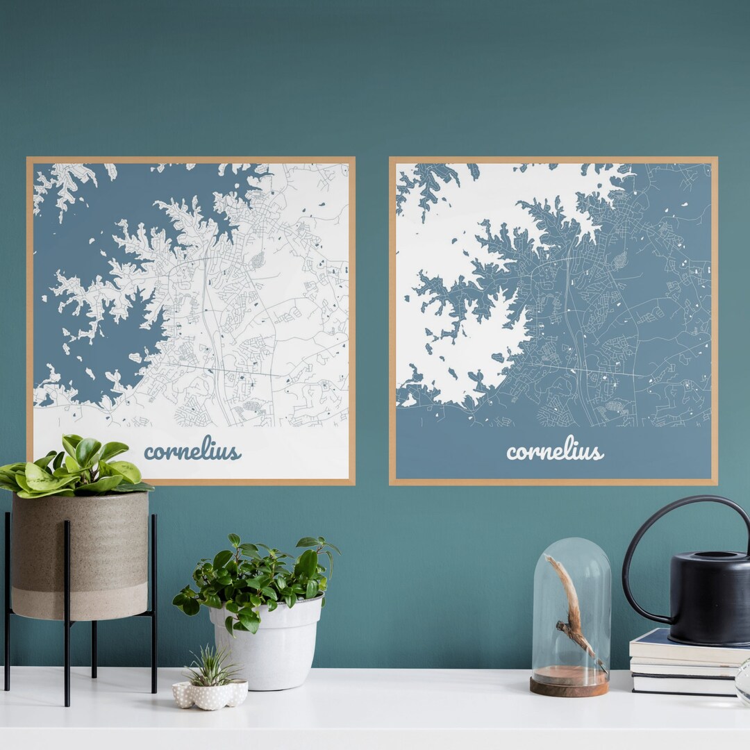 Cornelius North Carolina Custom Map Cornelius NC Map Etsy