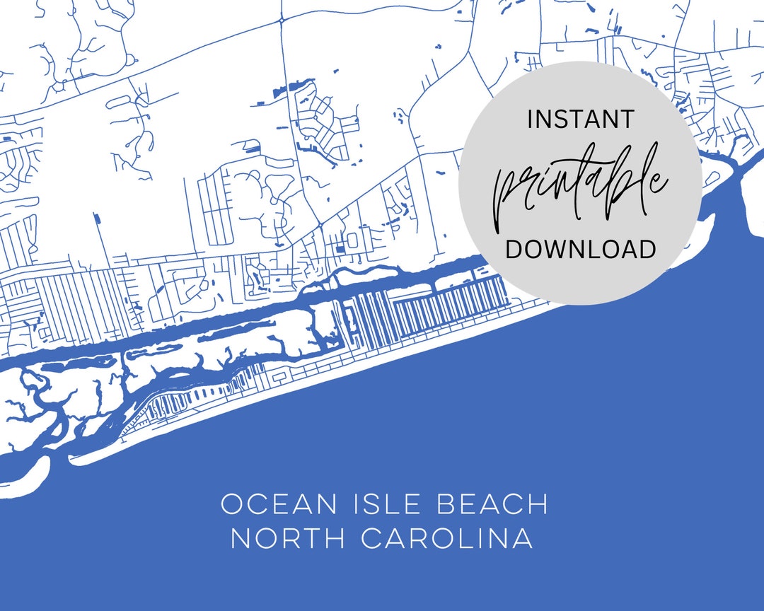 Ocean Isle Beach North Carolina Map Immediate Digital Download - Etsy