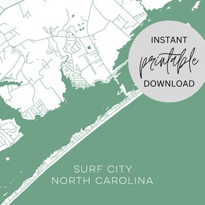 Surf City North Carolina Mappa Download digitale immediato