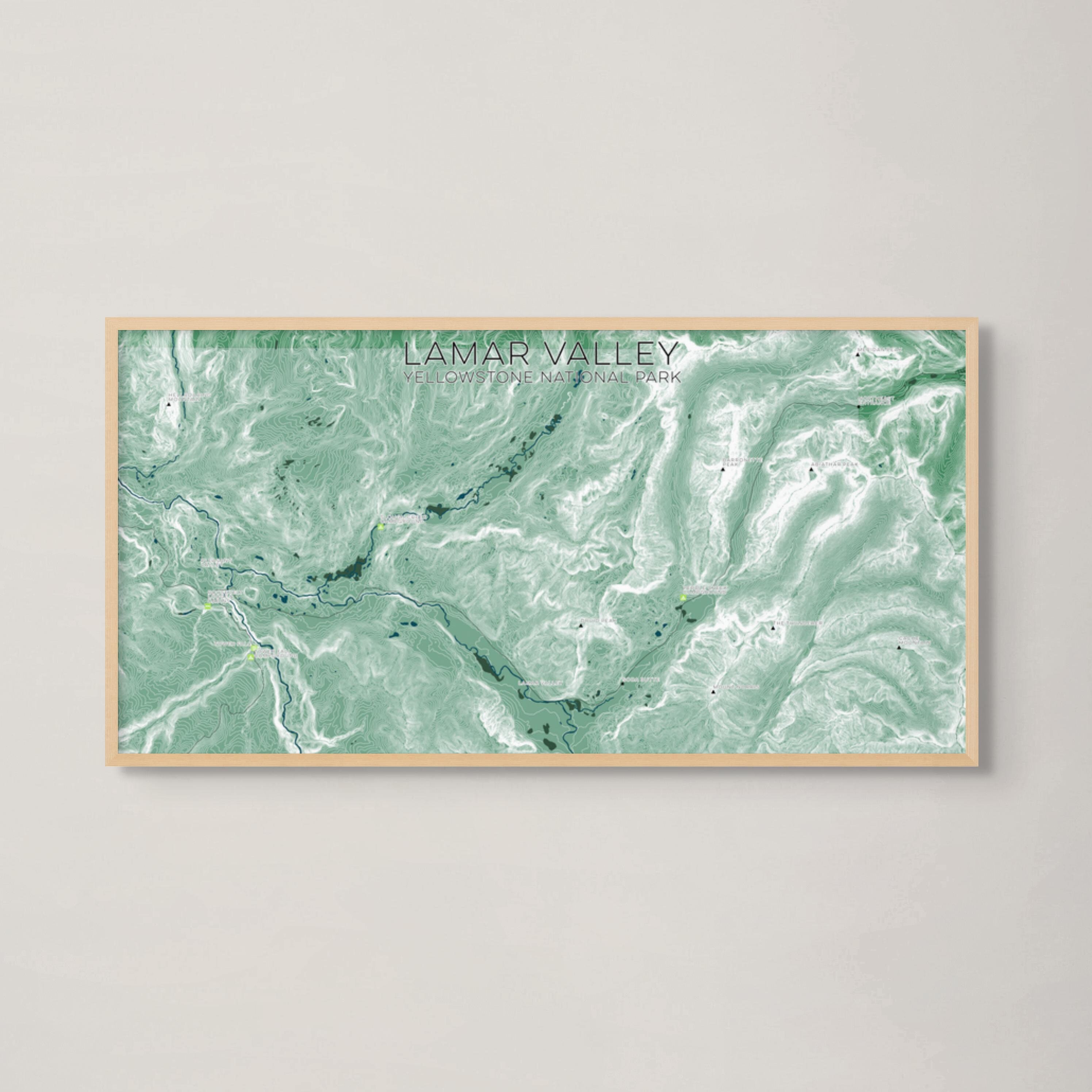 Lamar Valley Yellowstone National Park Canvas Map
