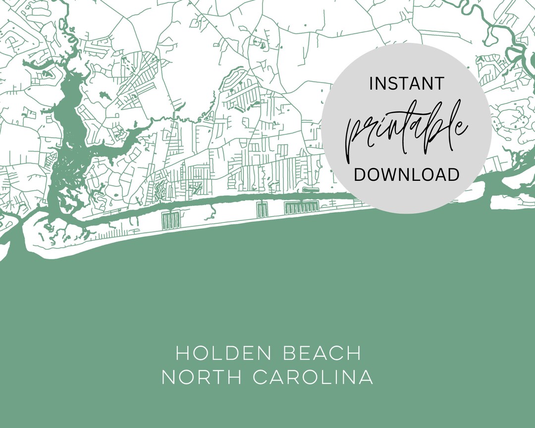Holden Beach North Carolina Map Immediate Digital Download Etsy