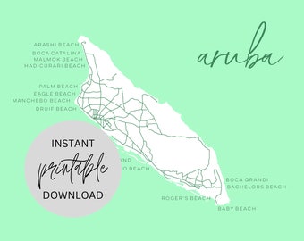 Aruba Map Immediate Digital Download, Aruba Map Download, Aruba Download, Aruba, Caribbean Map Download, Caribbean Map, Mulberry Maps
