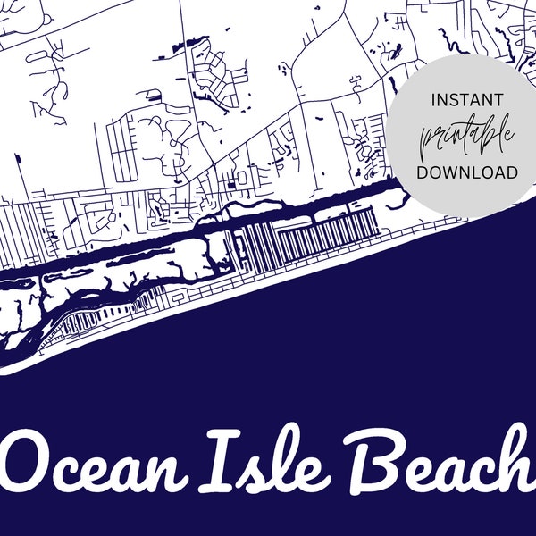 Ocean Isle Beach North Carolina Map Immediate Digital Download, Ocean Isle Beach NC Map Download, Ocean Isle Beach NC Decor, Mulberry Maps