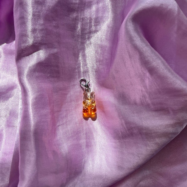 Colourful Gummy Bear Pendant Charm With Silver Clasp