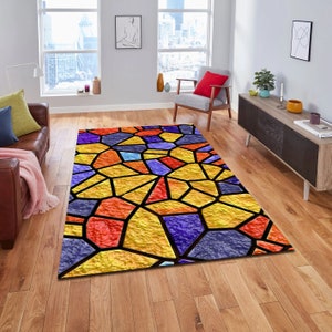 Colorful Rug, Rainbow Carpet, Abstract Watercolor Rug, Home Decor, Rug for Living Room, Rainbow Area Rugs, Gift, Non Slip High Quality Rug