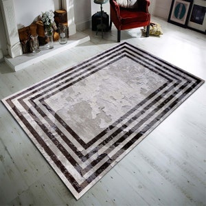 Popular Rug, Modern Rug, Abstract Rug, Area Rug, Minimal Rug, Turkish Rug, Office Decor, Trendyol Rug, Geometric Rug, black and Gray Rug,