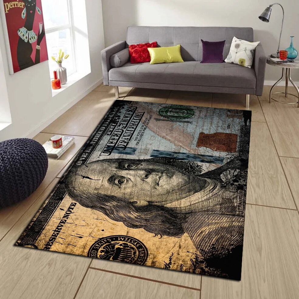 Money Rug, Dollar Bill Print, Area Rug, Home Decor - Etsy
