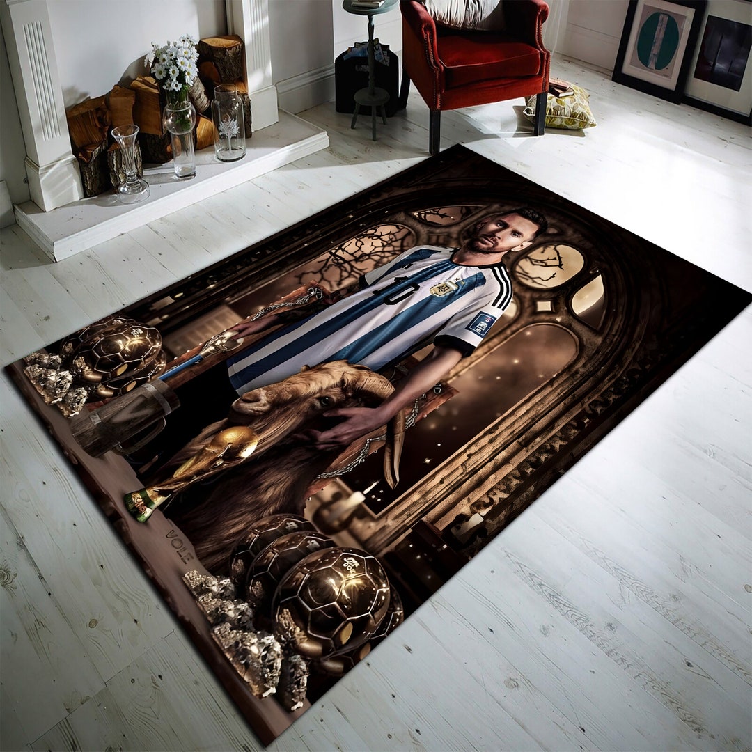 Lionel Messi Rug, Football Rug, Sports Mat, Legend, World Cup Carpet ...