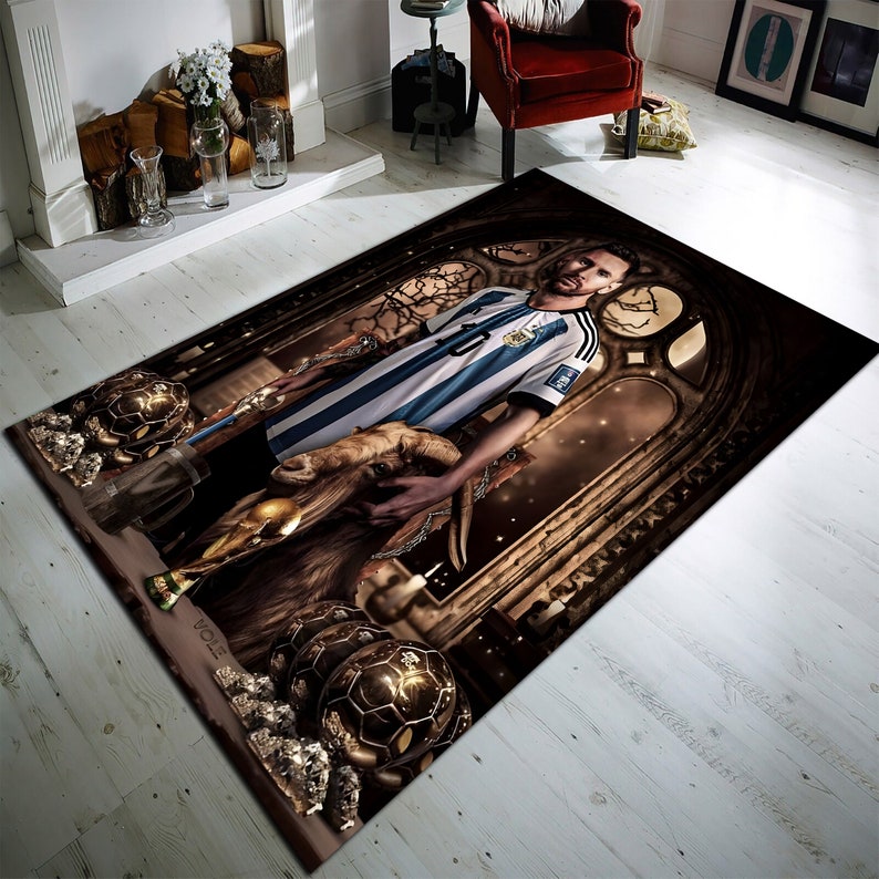 Lionel Messi Rug, Football Rug, Sports Mat, Legend, World Cup Carpet ...