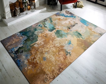 Abstract Art Rug, Brushstroke Paint, Modern Floor Covering