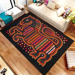 Colorful Rug, Rainbow Animal Pattern Rug, Horse Rug, Rainbow Carpet, Non Slip High Quality Rug, Home Decor, For Living Room, Area Rugs