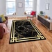 Black Marble Area Rug, Gold Greek Key Border, Modern Medusa Carpet - Etsy