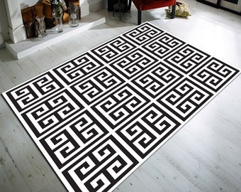 Greek Key Pattern Rug, Geometric Modern Rug, Custom Size